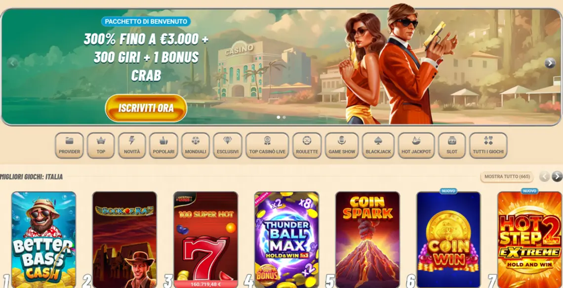 Vegasino lobby di gioco
